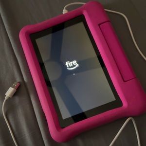 Children’s amazon fire tablet series 7. With pink case